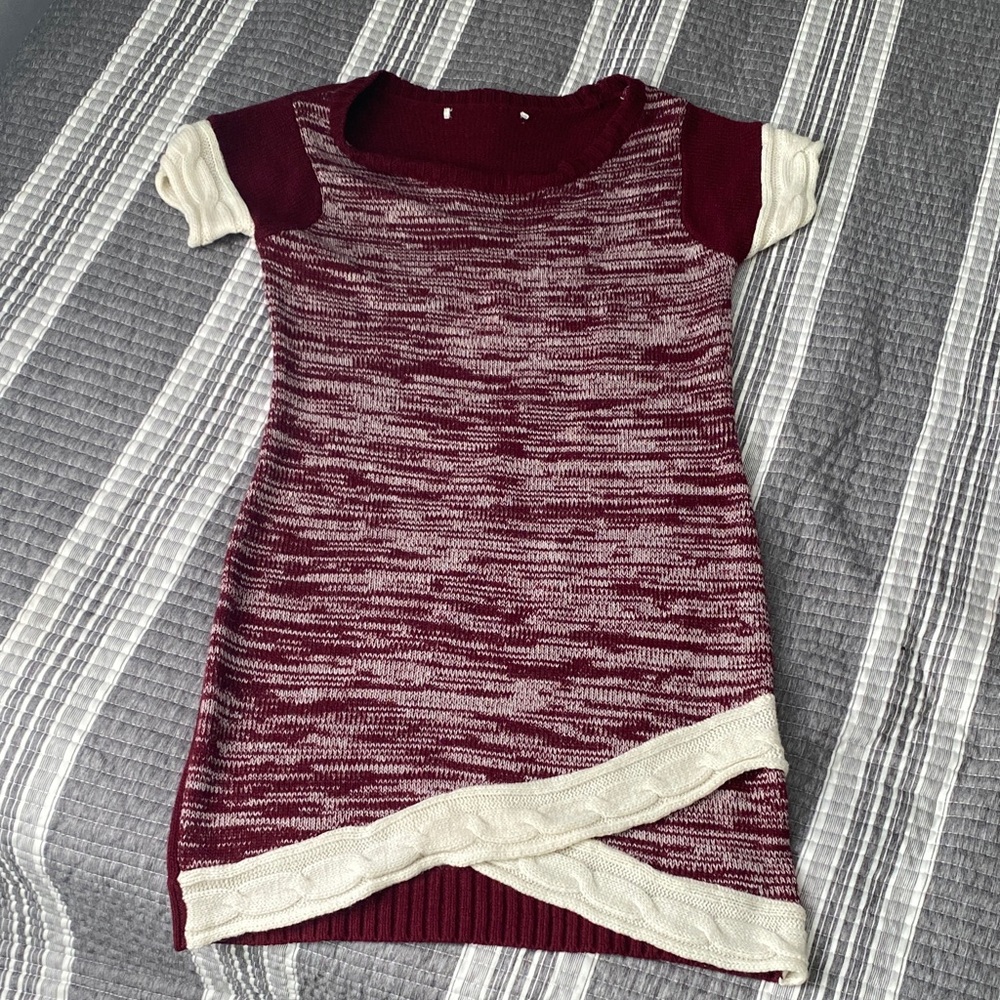 Burgundy and Cream Knit Dress or use as sweaters as well